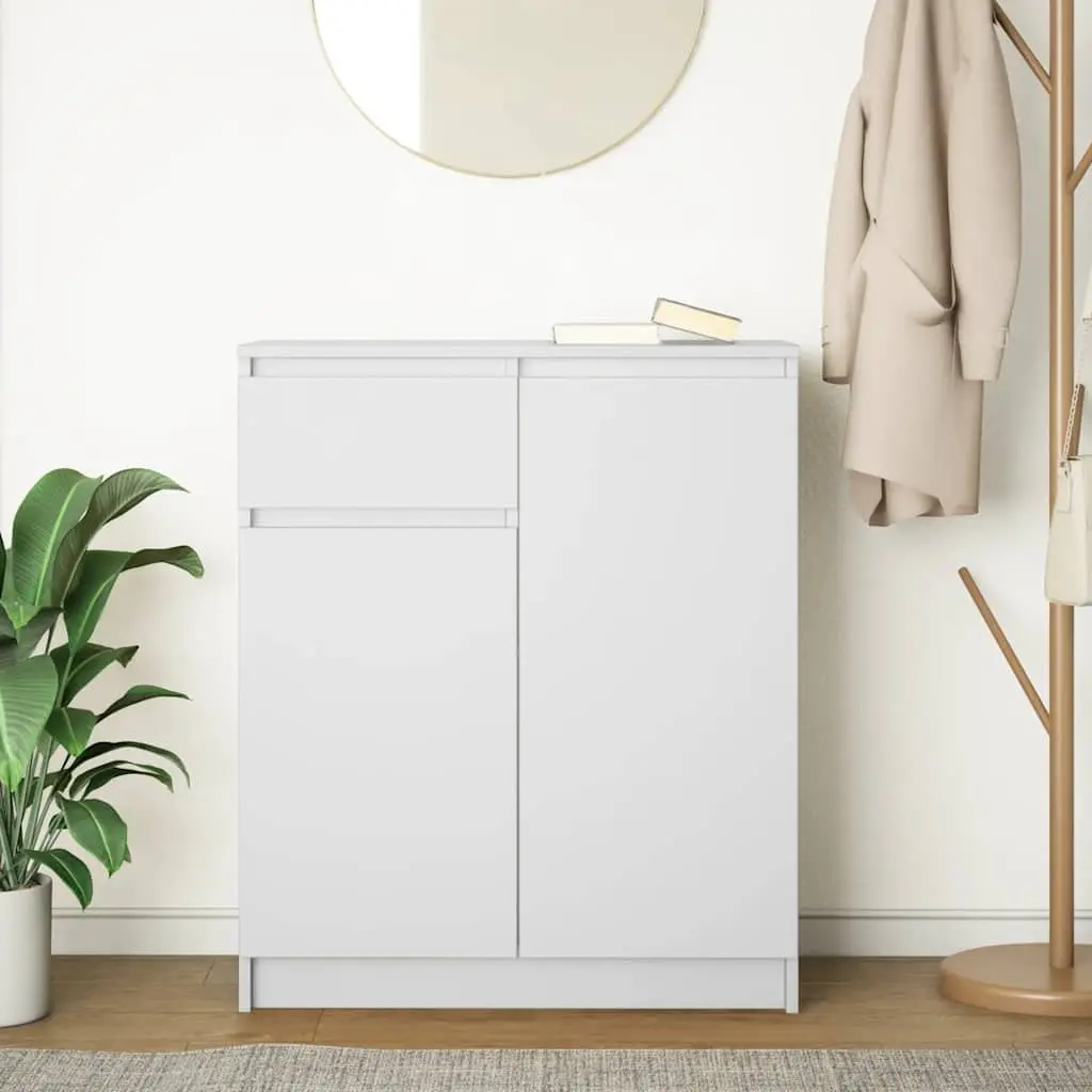 White Sideboard Storage Cabinet with Drawer Doors Shelves 71W x 35D x 84H cm