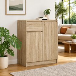 Sideboard Storage Cabinet with Drawer Brown Engineered Wood Living Room Buffet