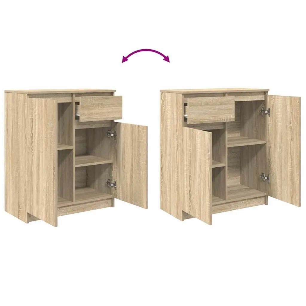 Sideboard Storage Cabinet with Drawer Brown Engineered Wood Living Room Buffet