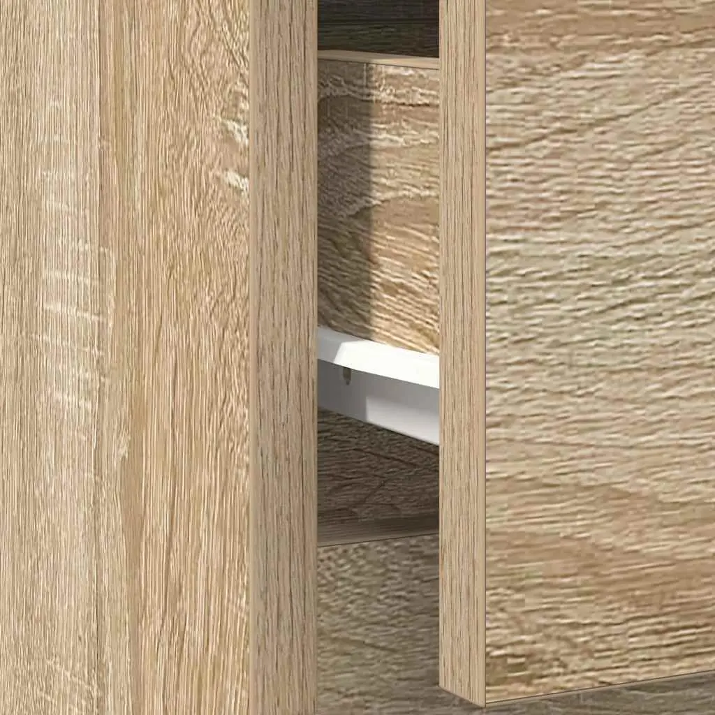 Sideboard Storage Cabinet with Drawer Brown Engineered Wood Living Room Buffet