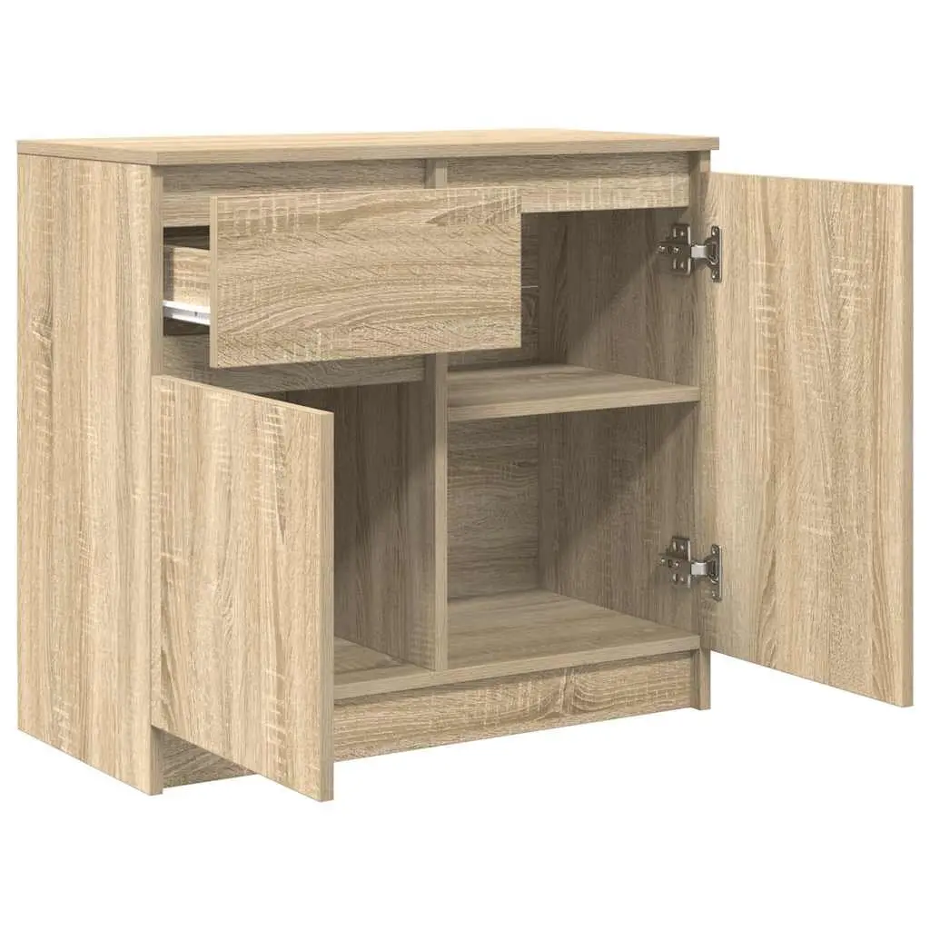 Sideboard with Drawer Brown Engineered Wood Storage Cabinet Living Room