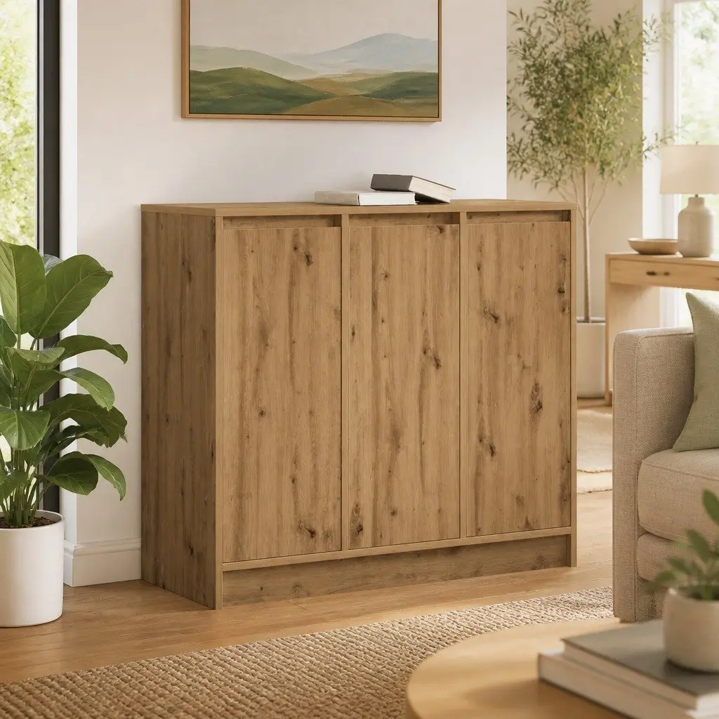Sideboard Buffet Cabinet Storage Engineered Wood Artisan Oak Brown 85x34x76cm