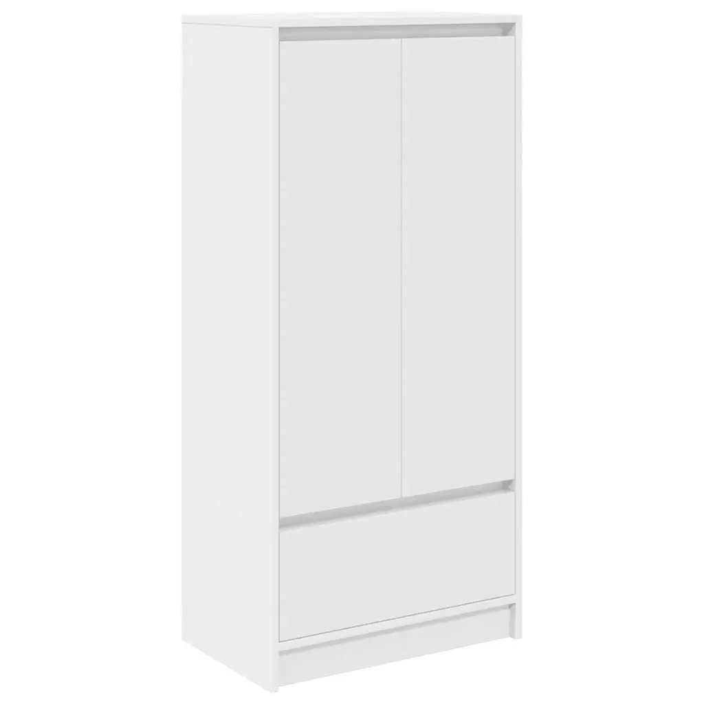 Storage Cabinet White Engineered Wood with Drawer 55.5 x 34 x 119.5 cm