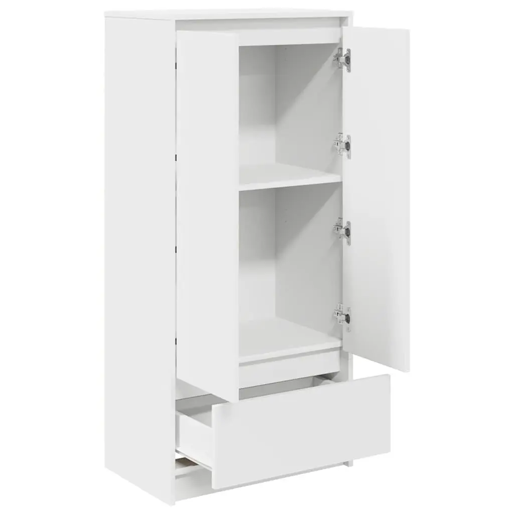 Storage Cabinet White Engineered Wood with Drawer 55.5 x 34 x 119.5 cm
