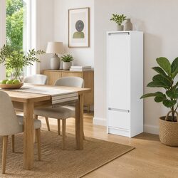 White Highboard Storage Cabinet Engineered Wood Buffet Sideboard Dining Room