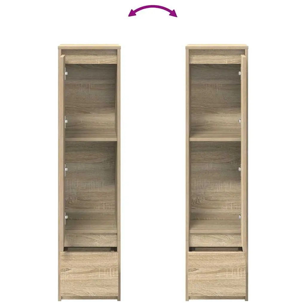 Highboard Storage Cabinet Brown Engineered Wood 29.5W x 34D x 119.5H cm