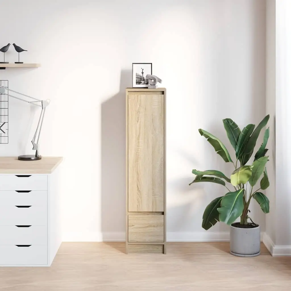 Highboard Storage Cabinet Brown Engineered Wood 29.5W x 34D x 119.5H cm
