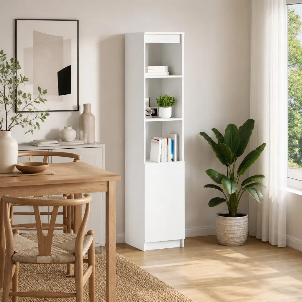 Highboard Storage Cabinet White Engineered Wood Sideboard Buffet Cupboard
