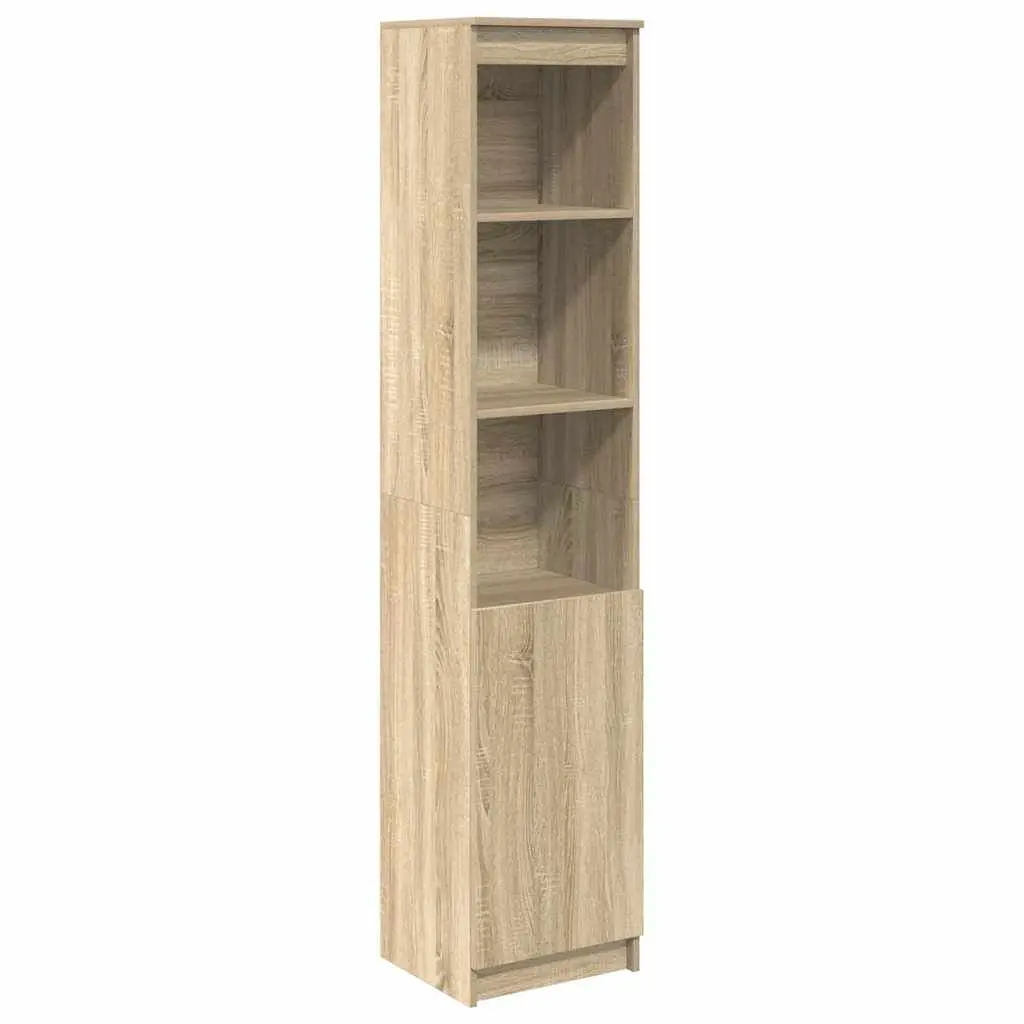 Highboard Storage Cabinet Brown Engineered Wood 37.5x35x180cm Sideboard Buffet