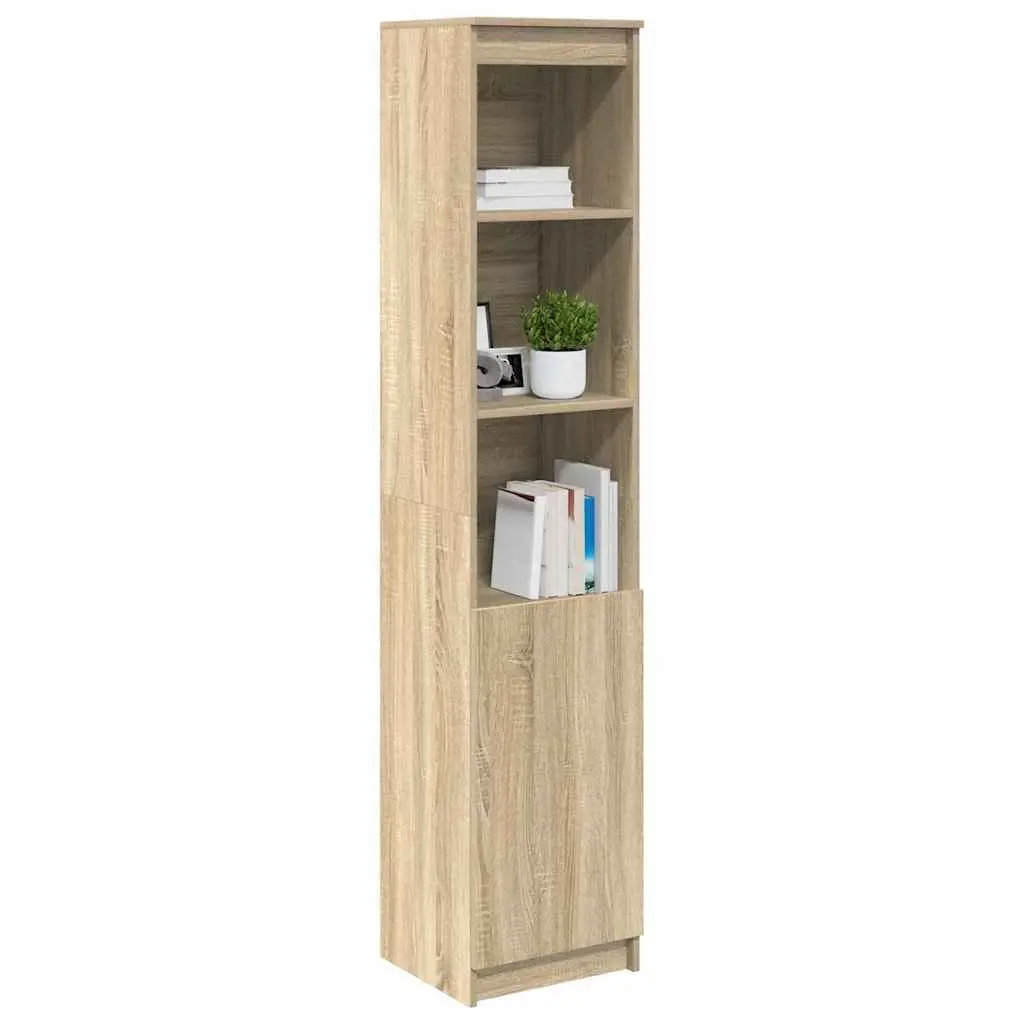 Highboard Storage Cabinet Brown Engineered Wood 37.5x35x180cm Sideboard Buffet
