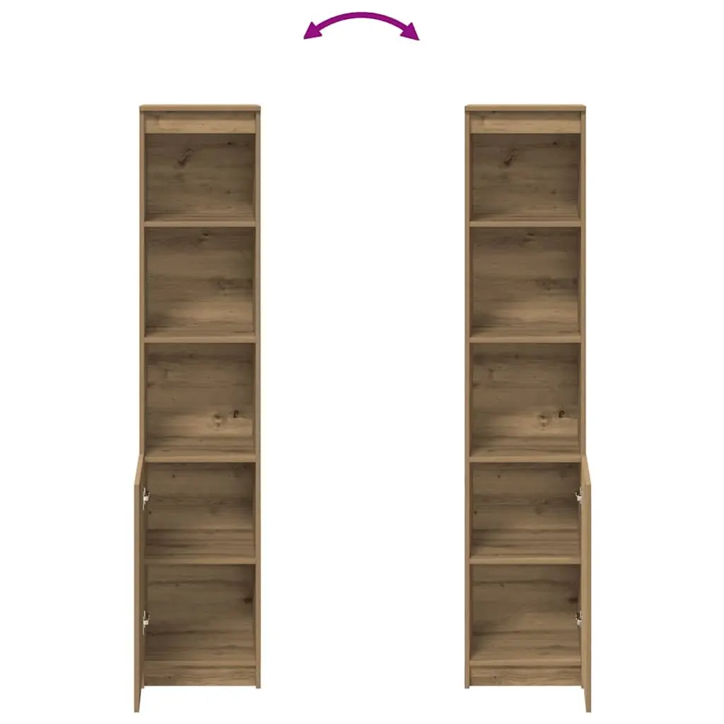Highboard Storage Cabinet Brown Engineered Wood Sideboard Buffet Organiser