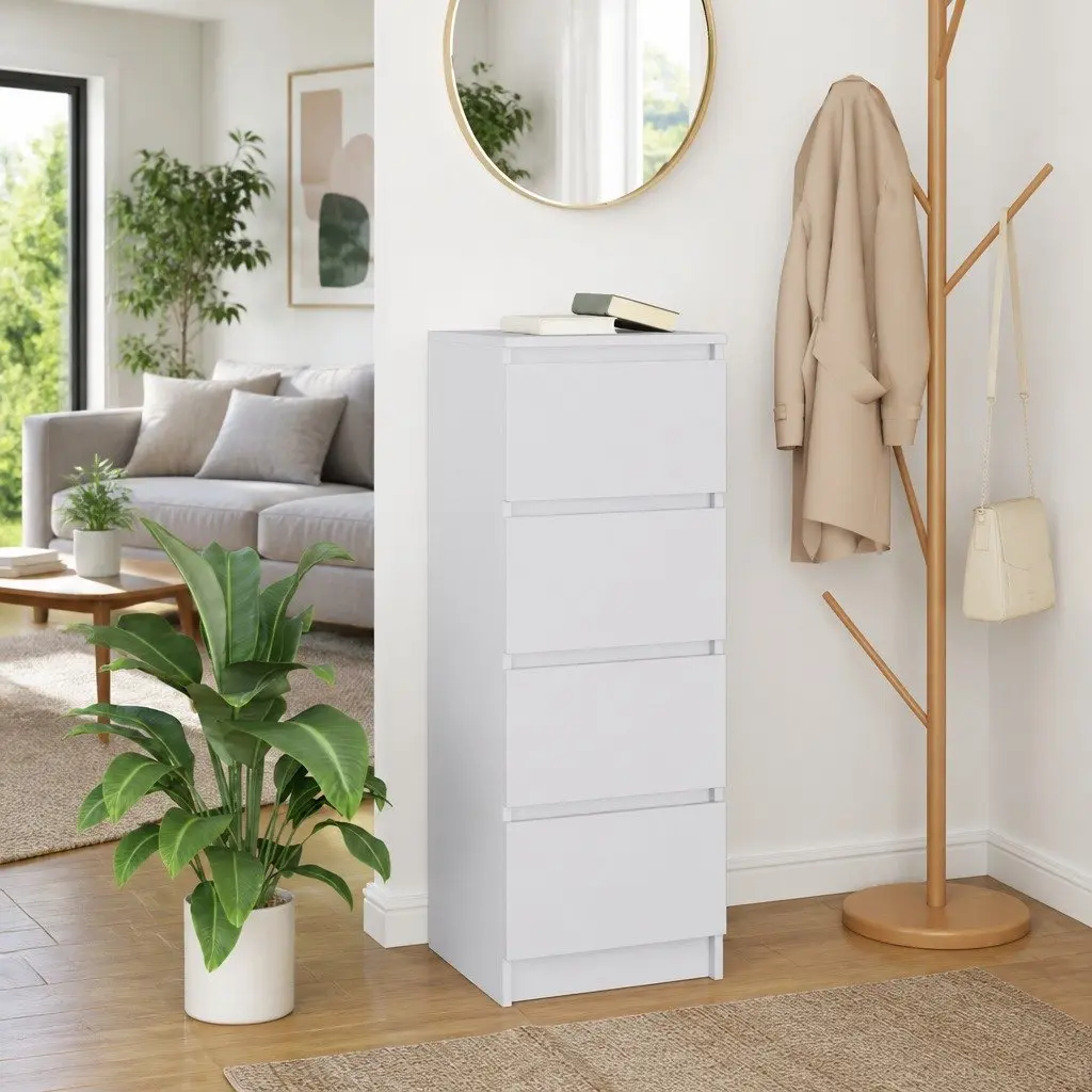 White Sideboard Storage Cabinet Engineered Wood Buffet Dining Room Organiser