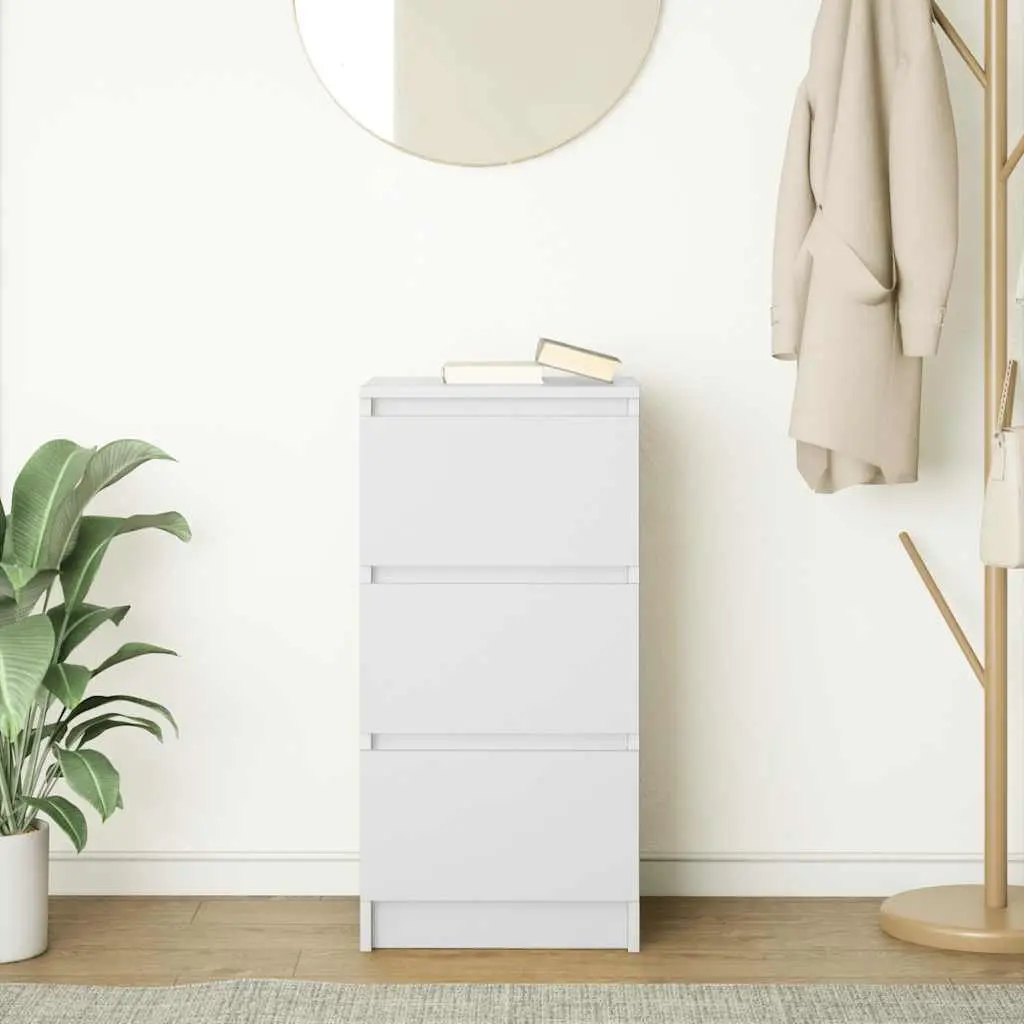 Sideboard White Engineered Wood 37.5x35x76cm Storage Cabinet Buffet Furniture