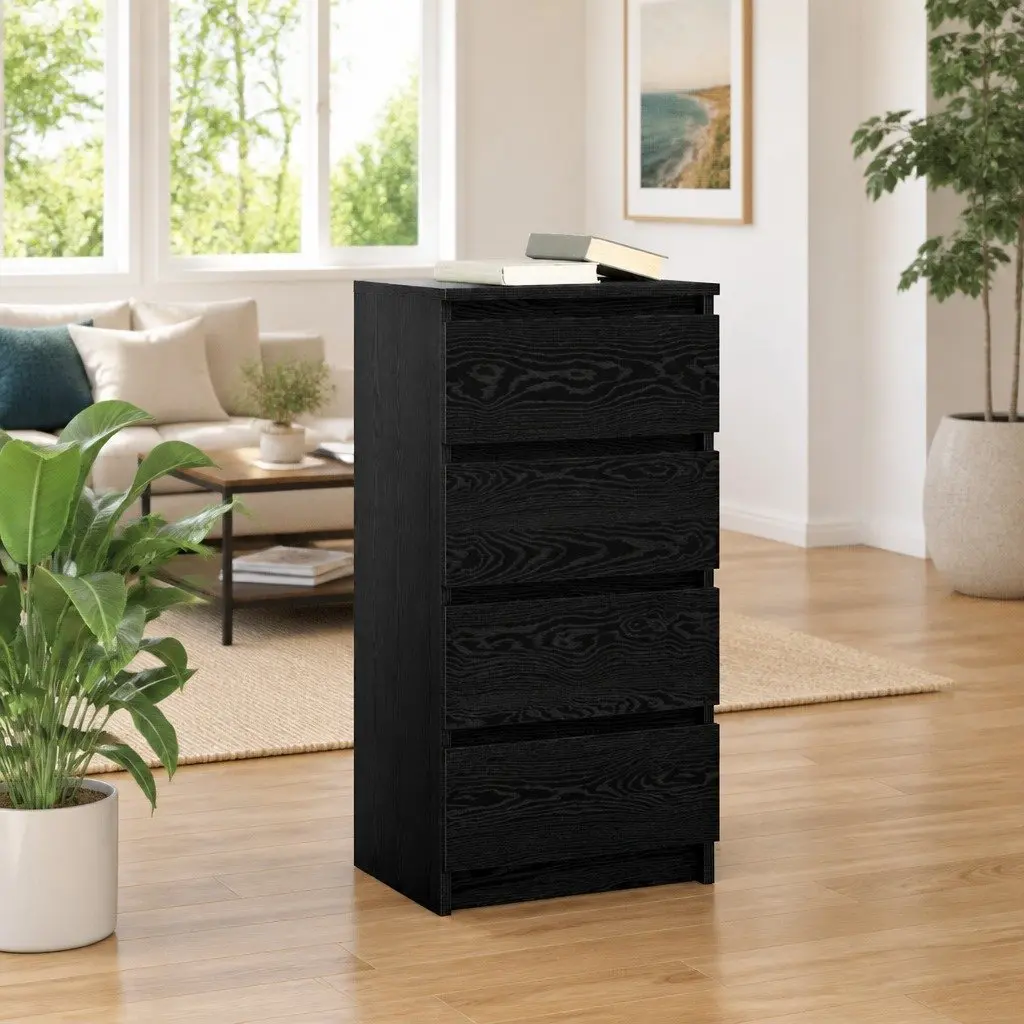 Engineered Wood Sideboard Storage Cabinet Black Oak 37.5x35x76cm