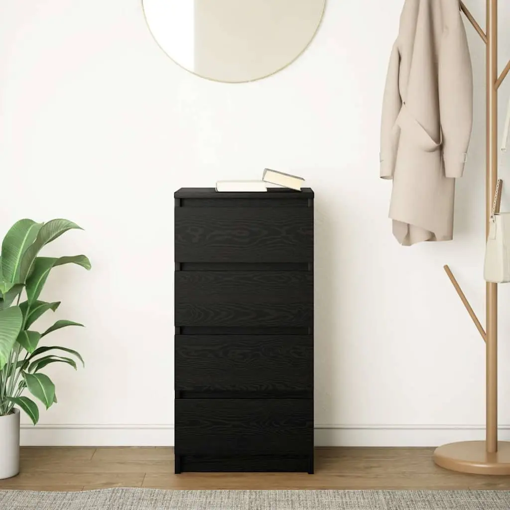Engineered Wood Sideboard Storage Cabinet Black Oak 37.5x35x76cm