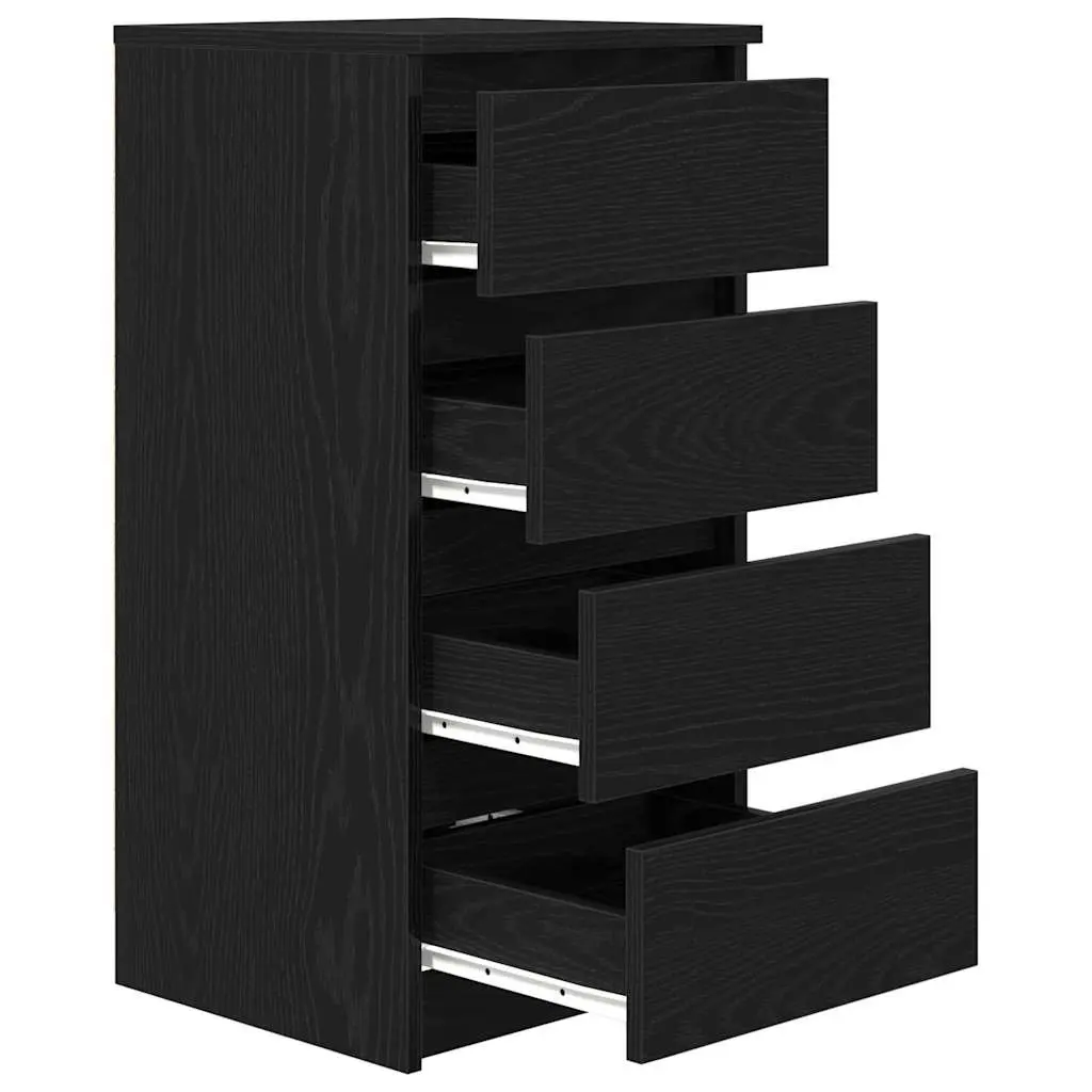 Engineered Wood Sideboard Storage Cabinet Black Oak 37.5x35x76cm
