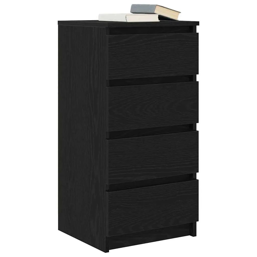 Engineered Wood Sideboard Storage Cabinet Black Oak 37.5x35x76cm