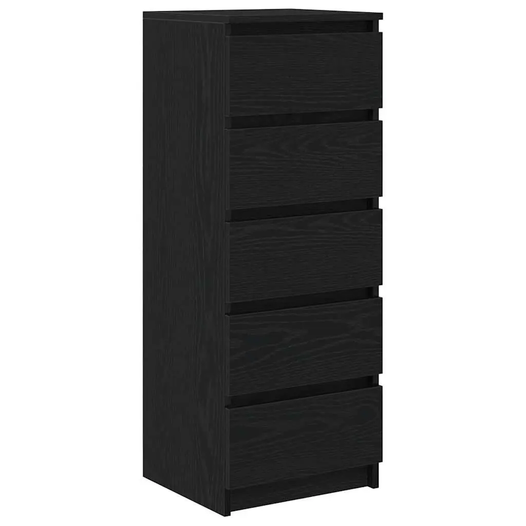 Sideboard Storage Cabinet with Drawers Black Oak 37.5x35x99cm