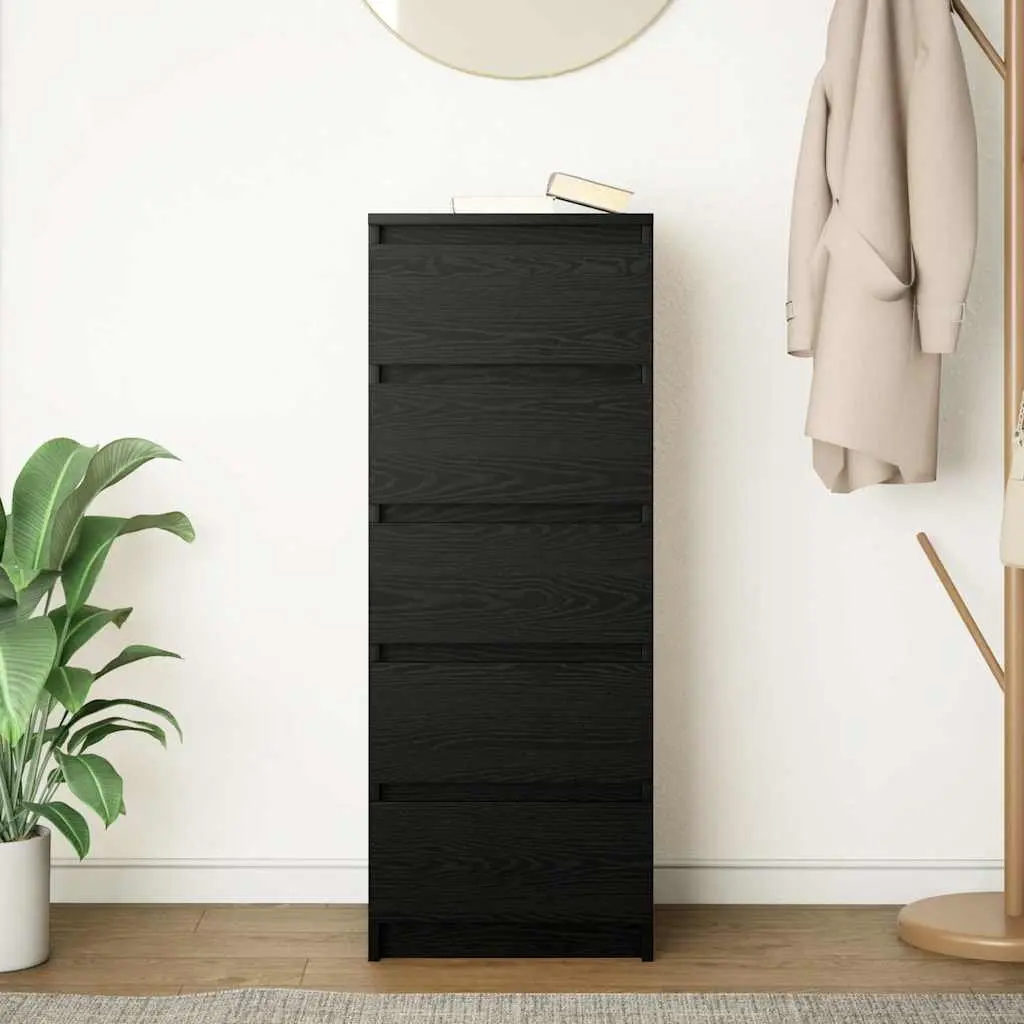 Sideboard Storage Cabinet with Drawers Black Oak 37.5x35x99cm