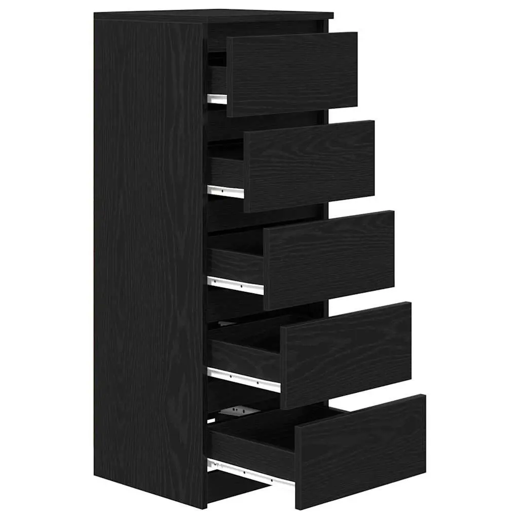 Sideboard Storage Cabinet with Drawers Black Oak 37.5x35x99cm