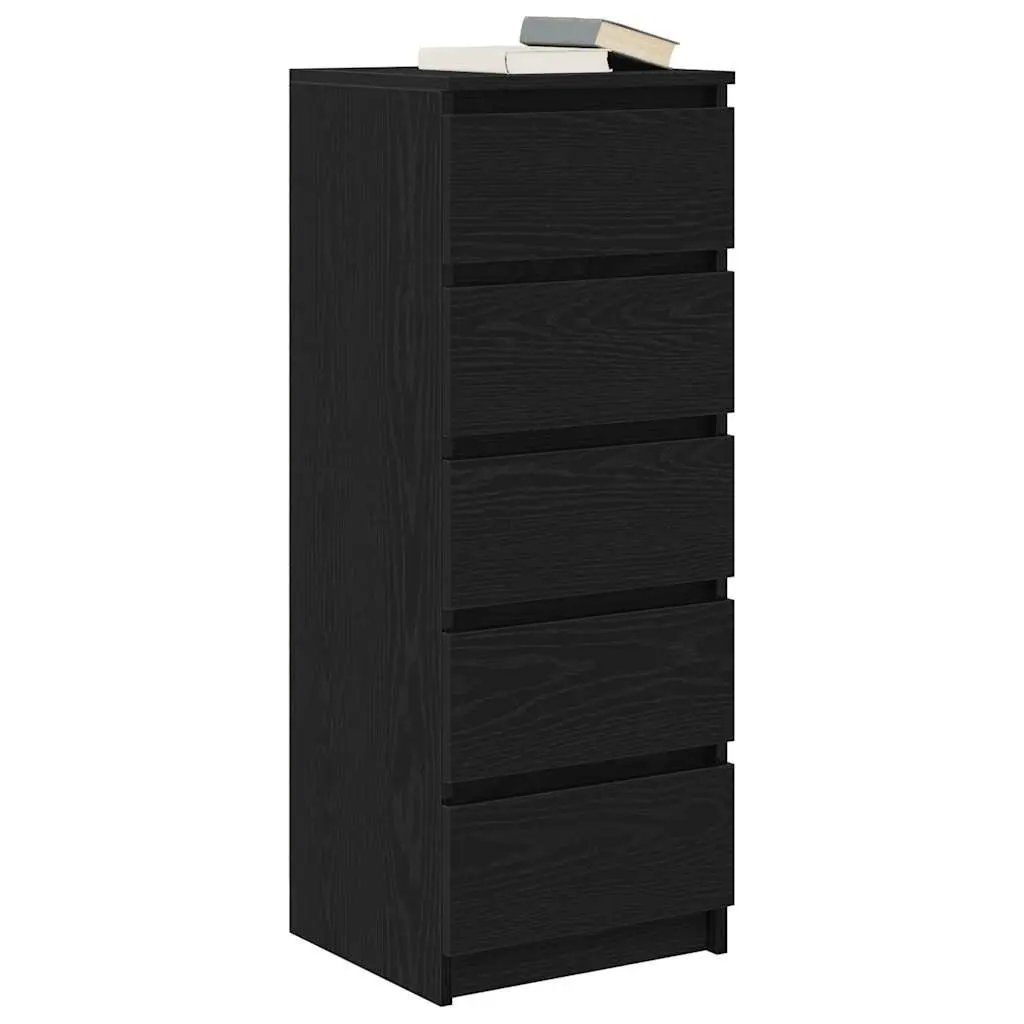Sideboard Storage Cabinet with Drawers Black Oak 37.5x35x99cm