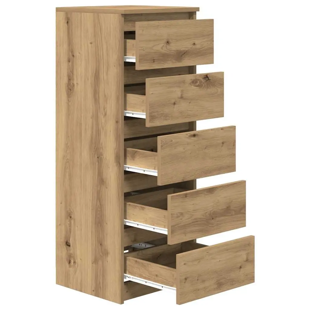 Sideboard with Drawers Brown Storage Cabinet Engineered Wood Buffet Organiser