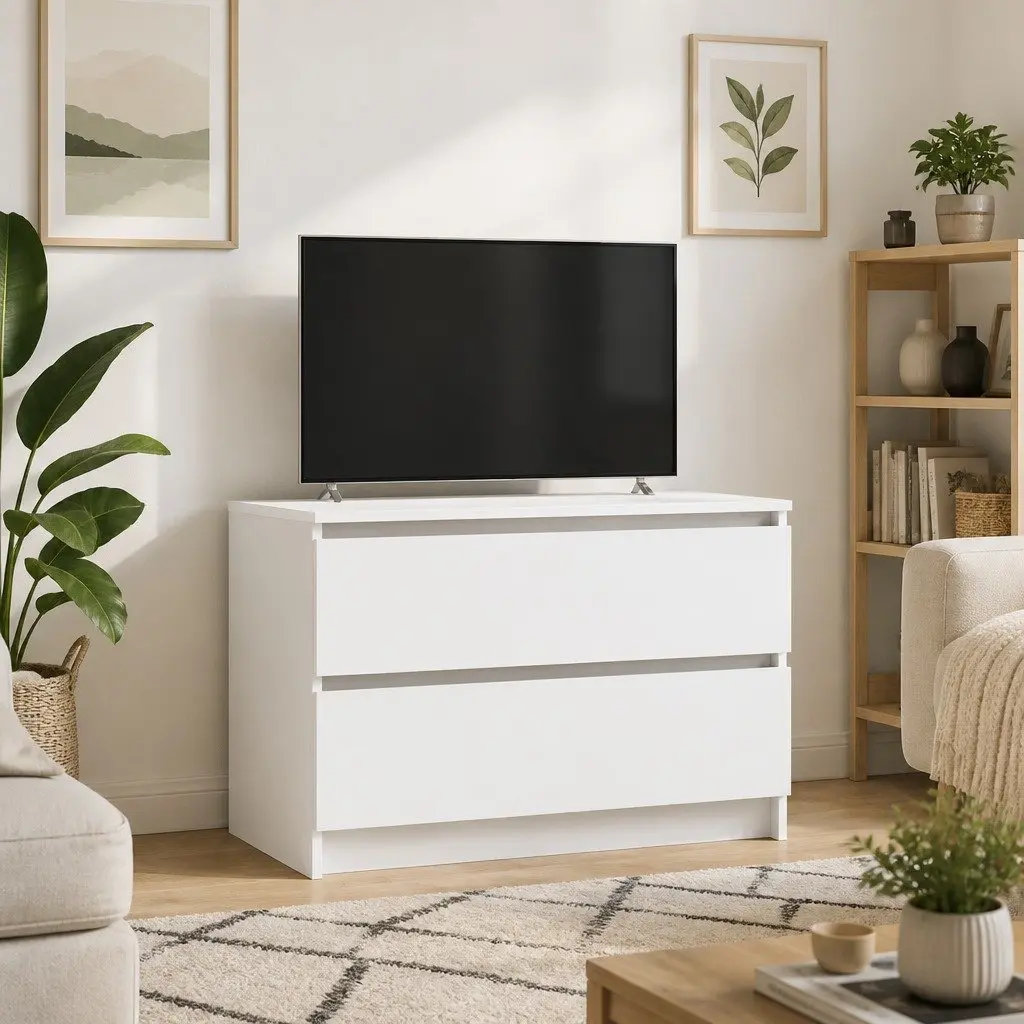 TV Cabinet White Engineered Wood 80 x 35 x 54 cm