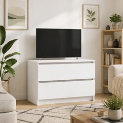 Friendly White TV Cabinet with Storage for Your Needs