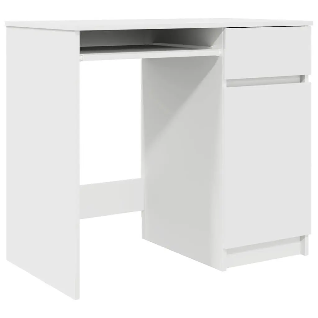 Office Desk with Storage Drawer and Shelf Engineered Wood White 86x49x76cm