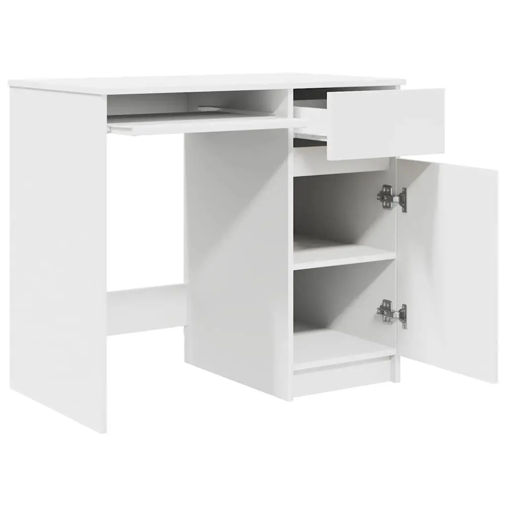 Office Desk with Storage Drawer and Shelf Engineered Wood White 86x49x76cm