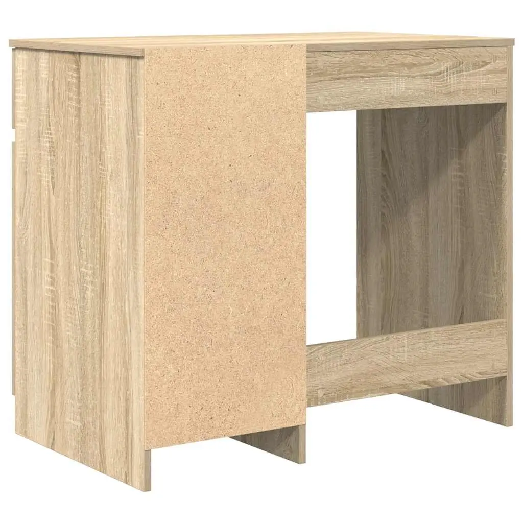 Engineered Wood Office Desk with Drawer Door Shelf Brown 86x49x76cm