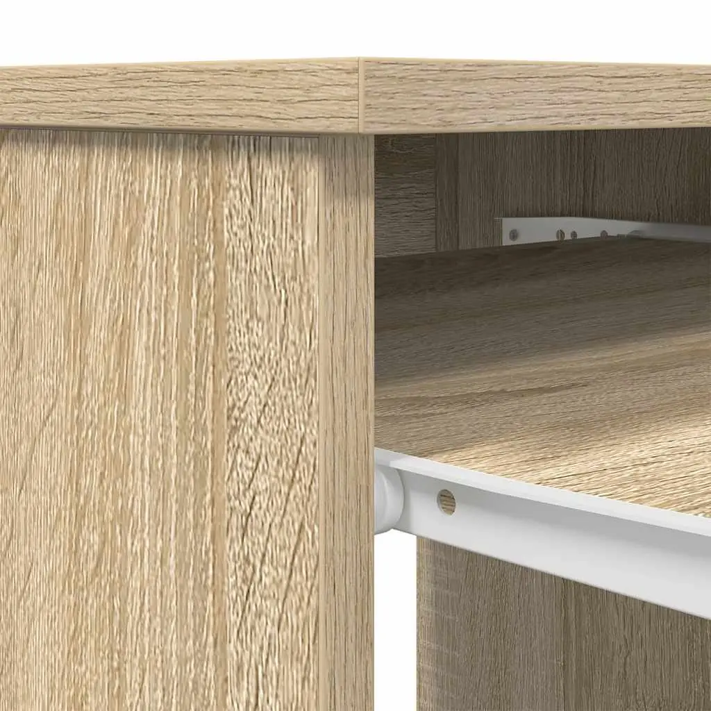 Engineered Wood Office Desk with Drawer Door Shelf Brown 86x49x76cm