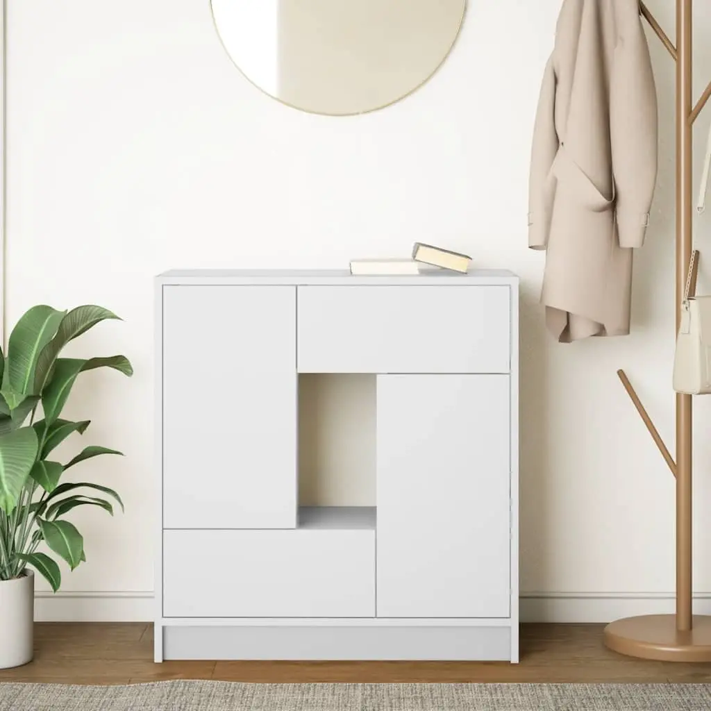 Sideboard with Drawers and Doors White Storage Cabinet Buffet Living Room