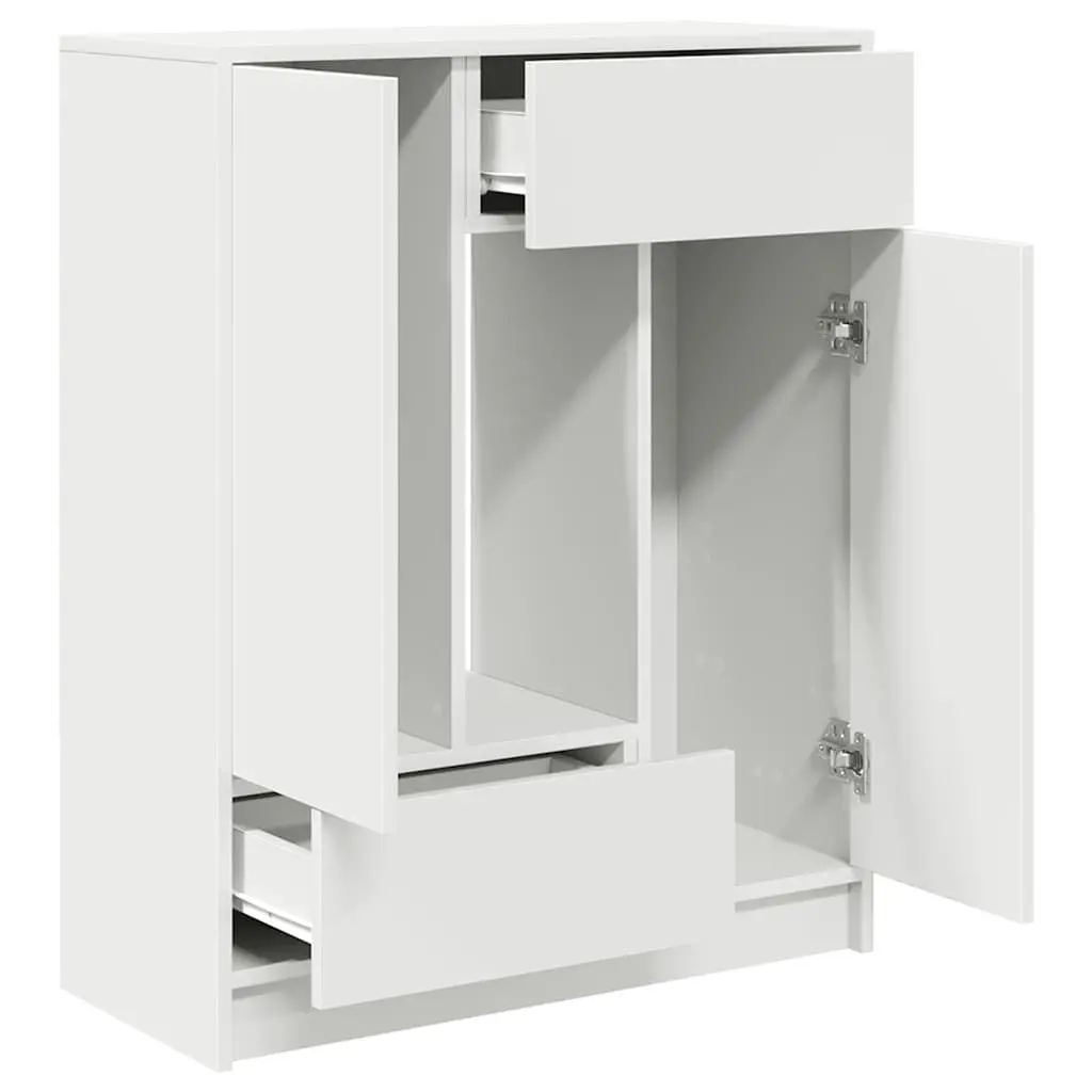 White Sideboard Buffet Cabinet with Doors and Drawers 73cm Width