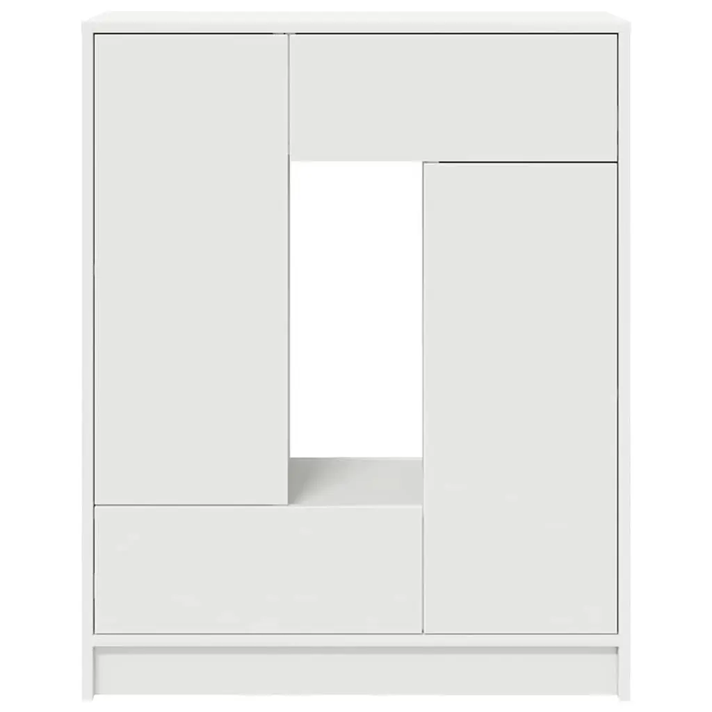 White Sideboard Buffet Cabinet with Doors and Drawers 73cm Width
