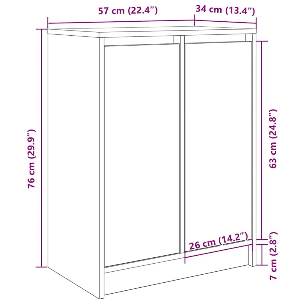 Shoe Cabinet White Engineered Wood 57x34x76cm Doors