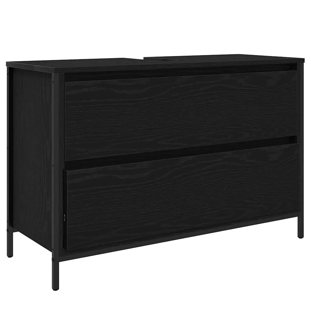 Bathroom Vanity Unit Storage Cabinet Black Oak 90x34.5x60cm