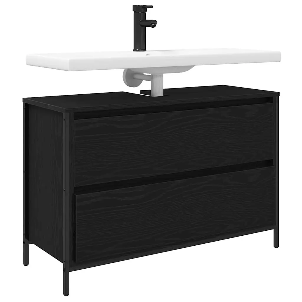 Bathroom Vanity Unit Storage Cabinet Black Oak 90x34.5x60cm