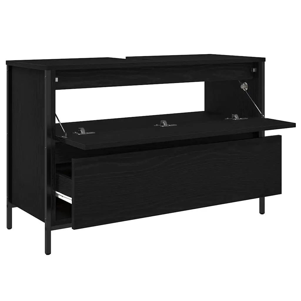 Bathroom Vanity Unit Storage Cabinet Black Oak 90x34.5x60cm