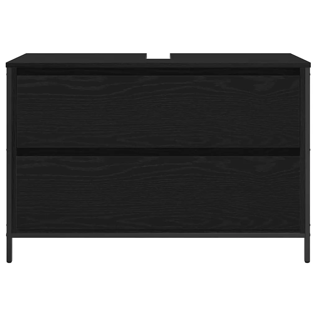 Bathroom Vanity Unit Storage Cabinet Black Oak 90x34.5x60cm