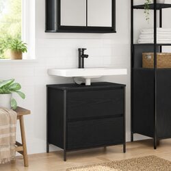 Welcoming Black Oak Vanity Cabinet for Your Bathroom
