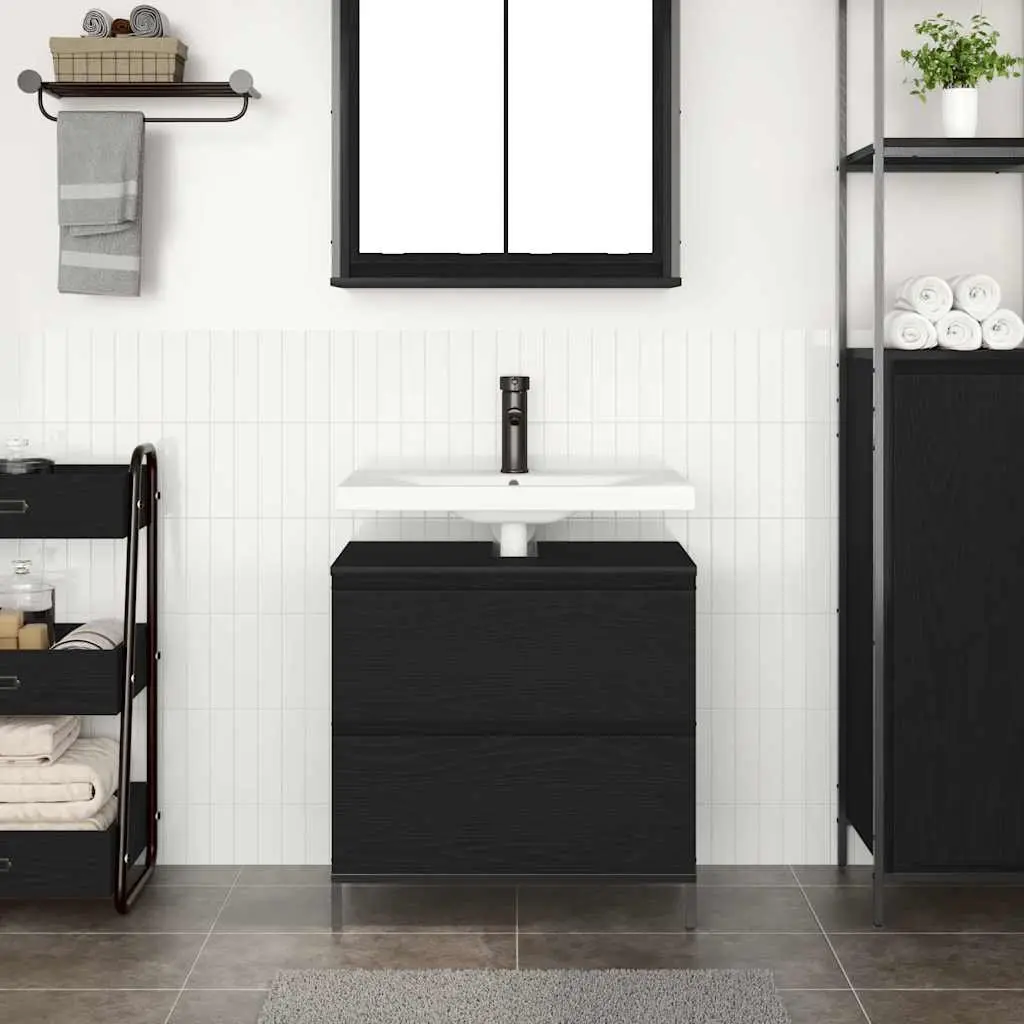 Bathroom Vanity Cabinet Black Oak 60x34.5x60cm