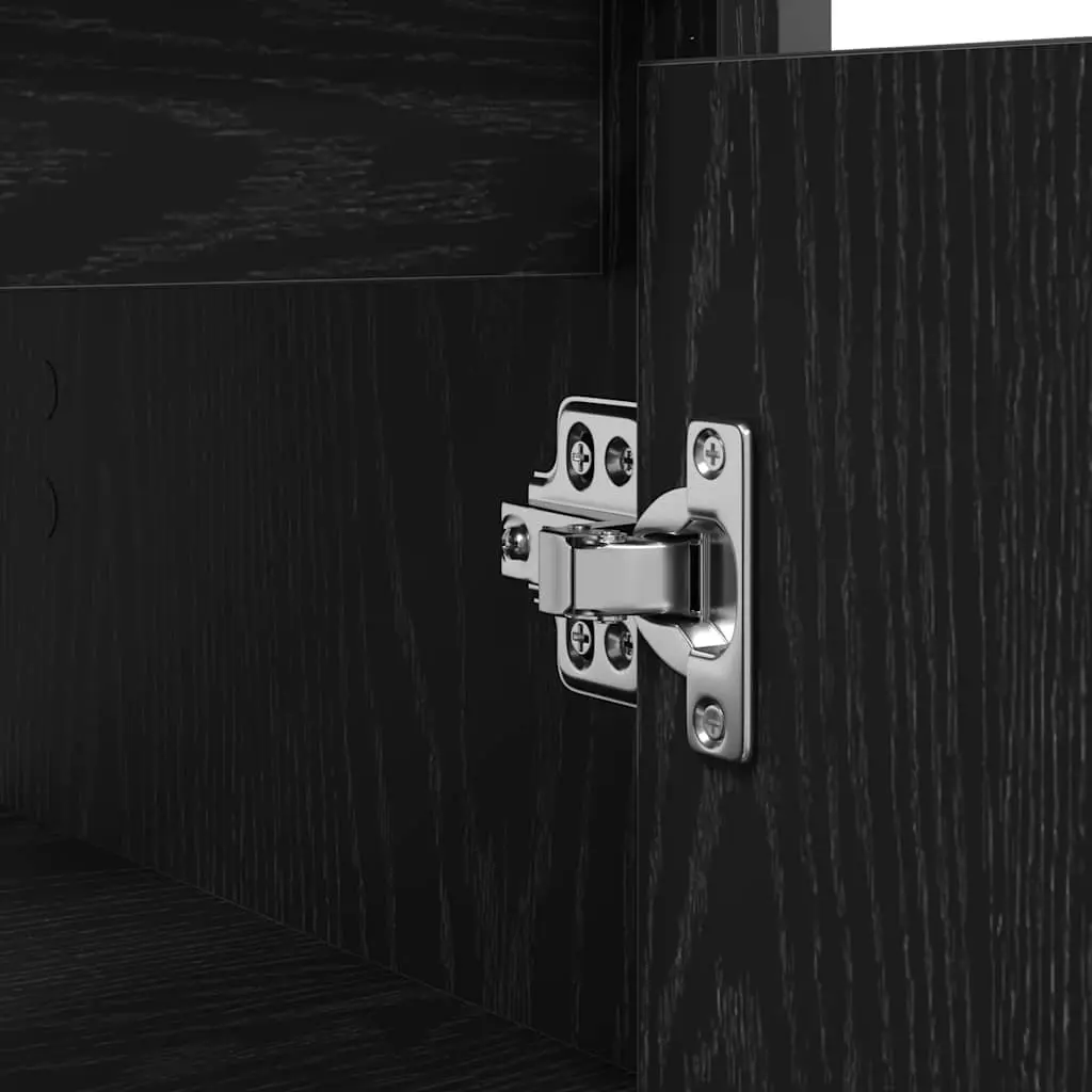 Bathroom Vanity Cabinet Black 60cm Engineered Wood 2 Storage Compartments