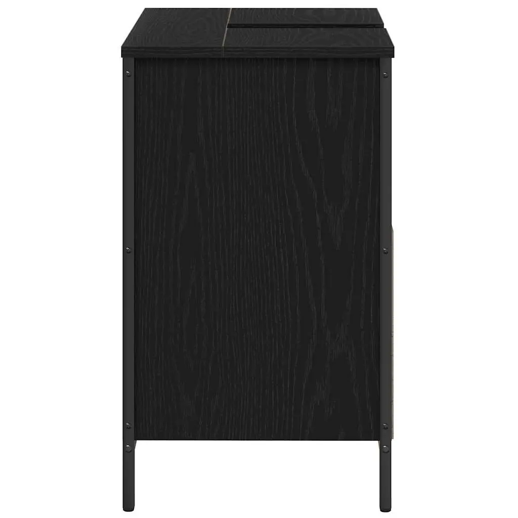 Bathroom Vanity Cabinet Black 60cm Engineered Wood 2 Storage Compartments