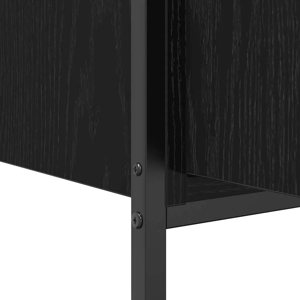 Bathroom Vanity Cabinet Black 60cm Engineered Wood 2 Storage Compartments