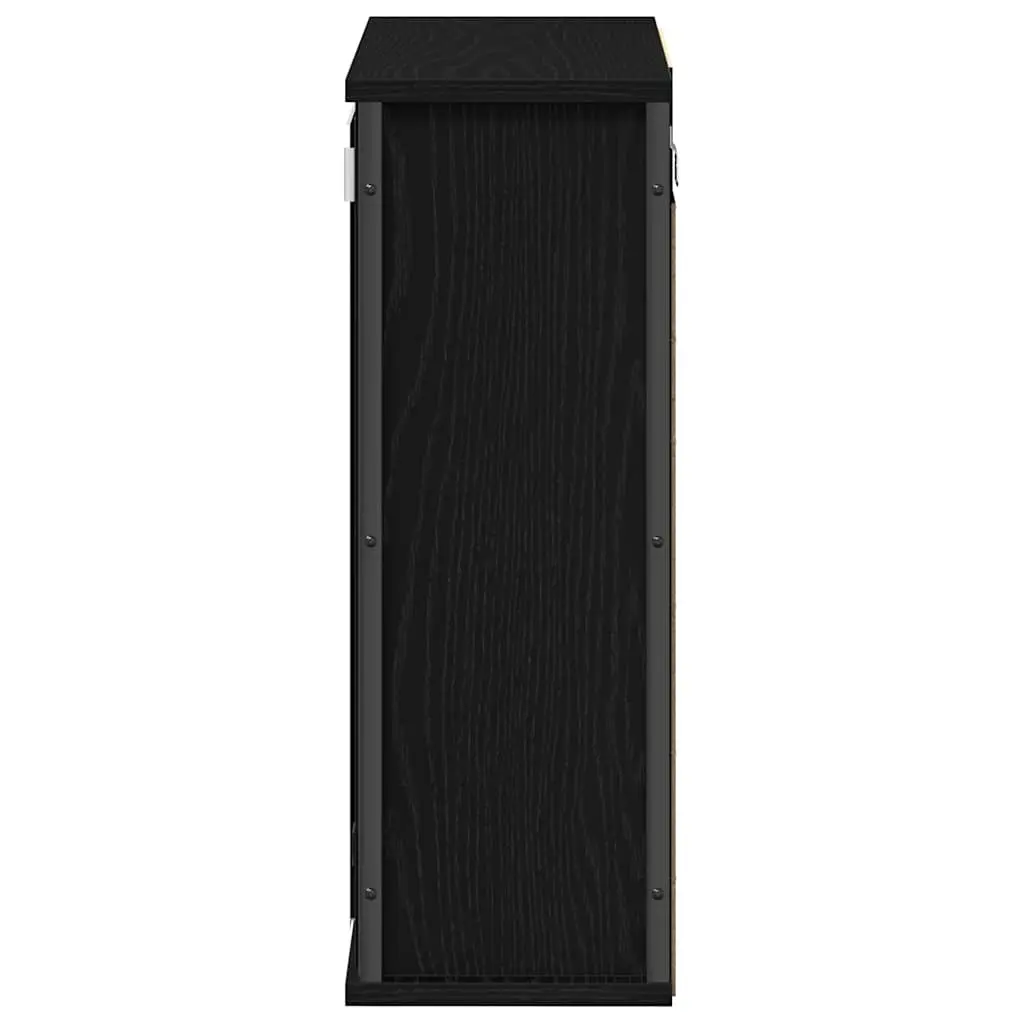 Bathroom Cabinet with Mirror Black Oak Wall-Mounted Storage Unit 50W x 21D x 60H cm