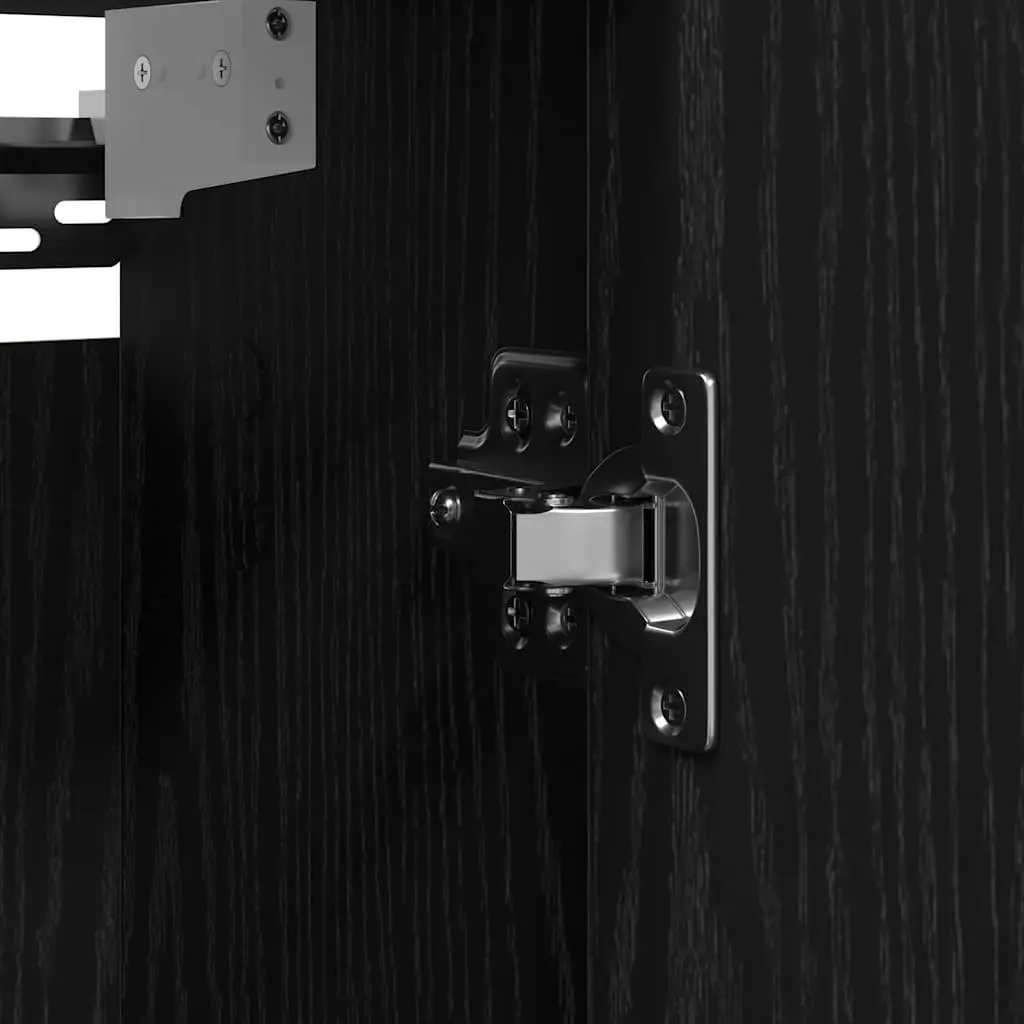 Bathroom Cabinet with Mirror Black Oak Wall-Mounted Storage Unit 50W x 21D x 60H cm