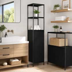 Your Black Oak Bathroom Cabinet with Storage Solution