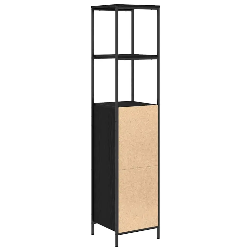 Bathroom Cabinet Black Oak Storage Shelves 36x35x165cm