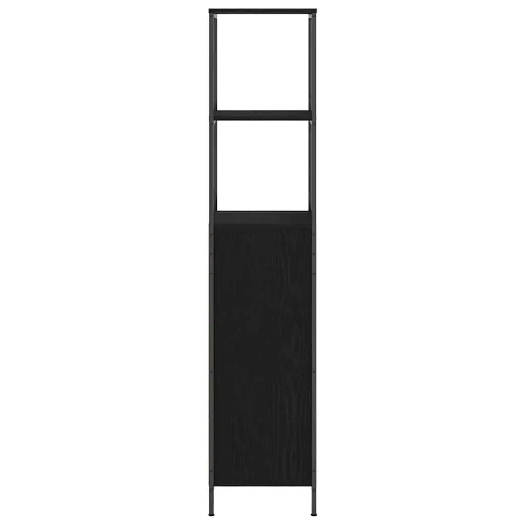 Bathroom Cabinet Black Oak Storage Shelves 36x35x165cm